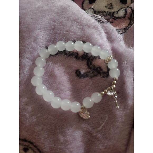 Sanrio White Hello Kitty Charm Bracelet Bell Key Heart Cat Cutecore Simple Gift - Picture 2 of 5
